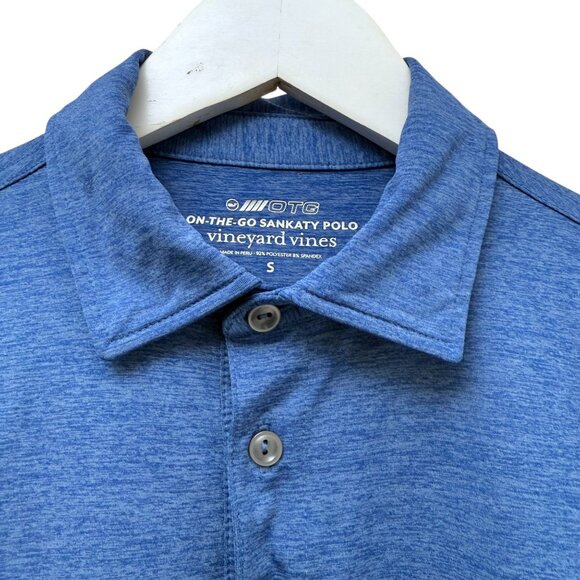 Vineyard Vines Performance Sankaty Polo  Small Mens Short Sleeve Golf Shirt Blue - Picture 7 of 10